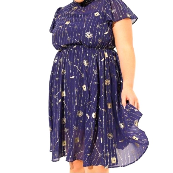 Torrid x Harry Potter WB Flutter Sleeve Dress Size 2 18/20 - Picture 4 of 8